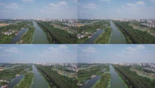 江苏宿迁城市建设绿化植物航拍高清在线视频素材下载