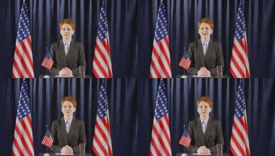 美国女政治家在记者招待会上发言高清在线视频素材下载