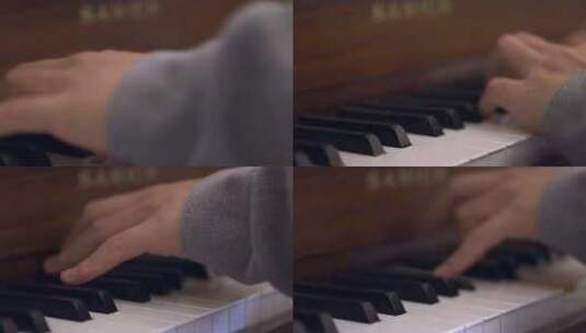 钢琴弹琴手琴键特写固定高清在线视频素材下载