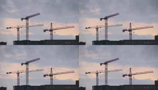 Aarhus， Cranes，Shore高清在线视频素材下载