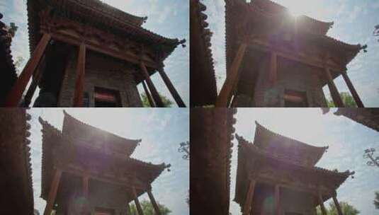 榆次老城城隍庙古建钟楼特写高清在线视频素材下载
