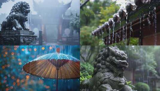 古镇暴雨高清在线视频素材下载