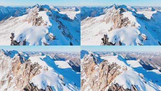 阿坝黑水达古冰川雪山风景山顶一行足迹高清在线视频素材下载