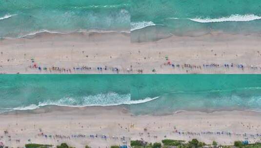 美丽热带海滩沙滩浪花海浪航拍高清在线视频素材下载