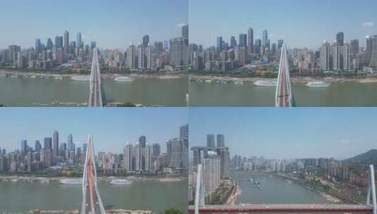 航拍重庆东水门长江大桥合集高清在线视频素材下载