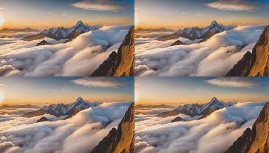 雪山云海日出全景高清在线视频素材下载