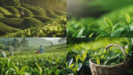 茶园采摘茶叶高清在线视频素材下载
