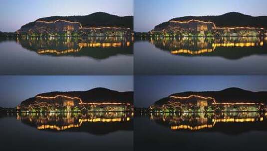 洛阳旅游龙门石窟夜景夜游龙门高清在线视频素材下载