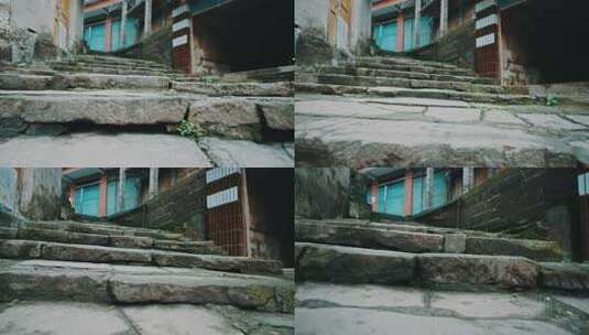 氛围感沧桑古老石板路特写高清在线视频素材下载
