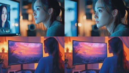 居家办公女性专注工作都市女性远程办公生活高清在线视频素材下载