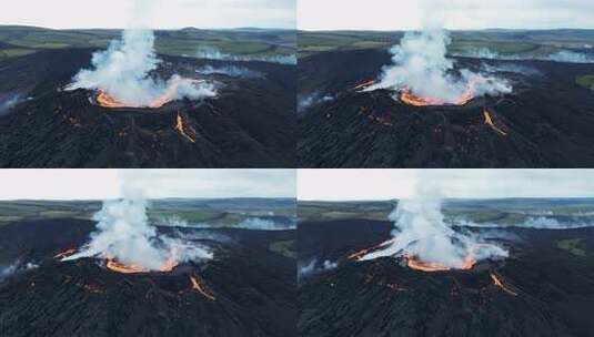 火山喷发的壮观景象高清在线视频素材下载