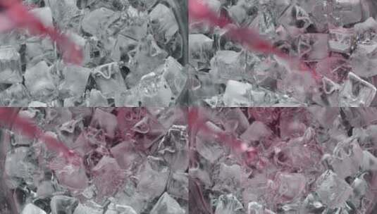 2K高速摄影红酒倒入冰块中高清在线视频素材下载