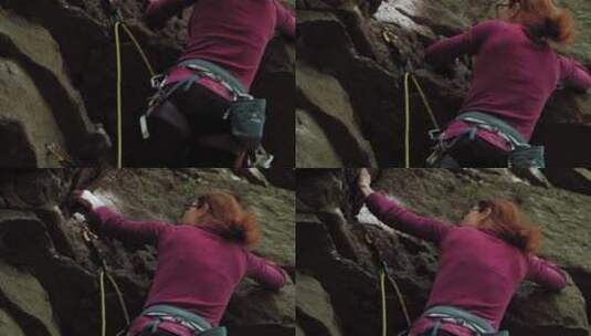 攀岩的女人高清在线视频素材下载