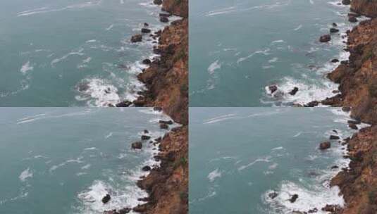 海浪冲击岸边的岩石高清在线视频素材下载