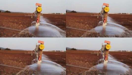农田里的灌溉喷水装置高清在线视频素材下载