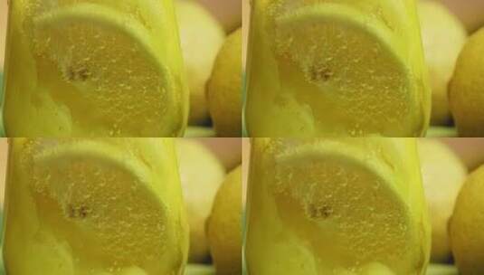 柠檬气泡水的特写镜头高清在线视频素材下载