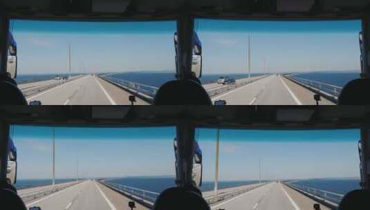 在厄勒松大桥上行驶高清在线视频素材下载