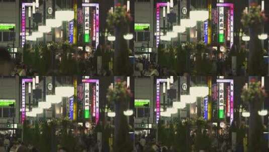 繁忙的东京街上的照明标志高清在线视频素材下载