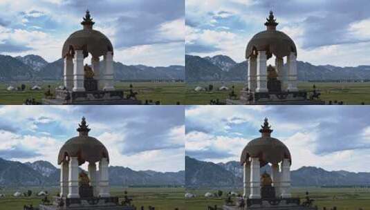 内蒙古成吉思汗像航拍高清在线视频素材下载