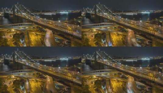 夜晚城市桥上穿梭的车流高清在线视频素材下载