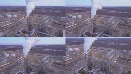 炼油厂上空的污染气体高清在线视频素材下载