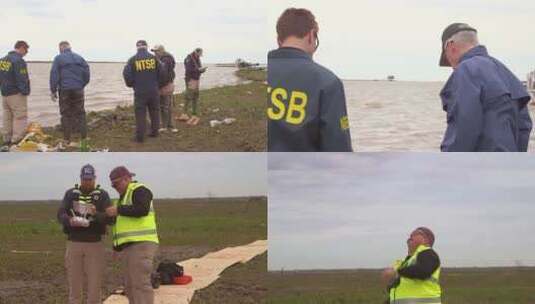 警方海边搜寻坠机高清在线视频素材下载