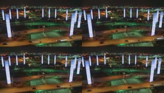夜幕下城市交通航拍景观高清在线视频素材下载