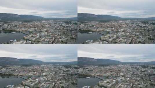 瑞士城市建筑风光航拍高清在线视频素材下载