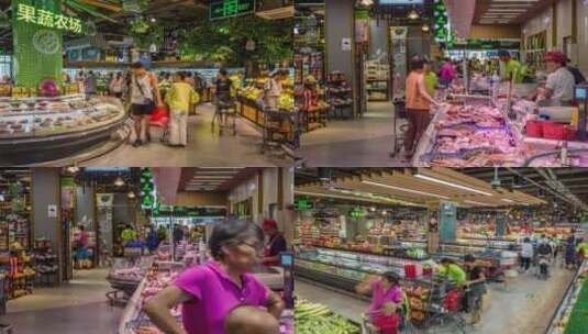 超市人流 延时摄影高清在线视频素材下载