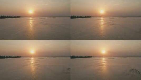 航拍黄河自然风光黄河日出夕阳高清在线视频素材下载
