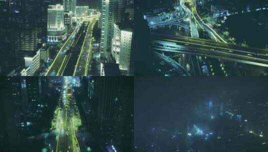 海南城市夜景航拍高清在线视频素材下载