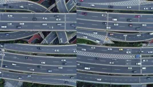 航拍4k纵横交错繁忙的城市道路上海延安高架高清在线视频素材下载