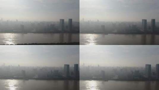 城市航拍迷雾城市高楼建筑湖南长沙高清在线视频素材下载