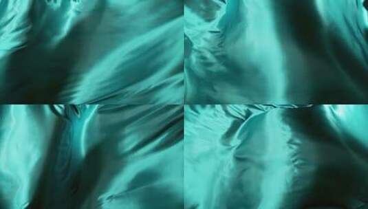 青绿丝绸织物飘动 (5)高清在线视频素材下载
