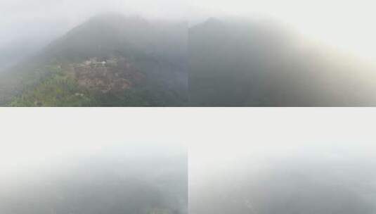 航拍杭州临安东天目山云雾，瀑布，水库高清在线视频素材下载