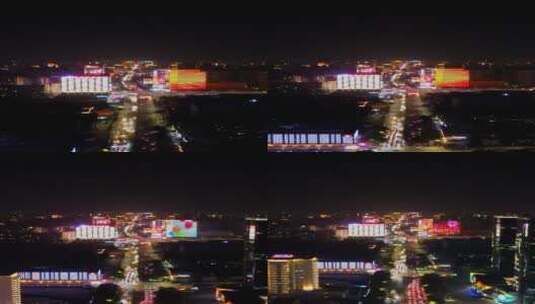 航拍河南郑州花园路夜景高清在线视频素材下载