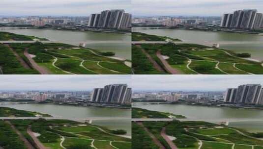 航拍广西柳州跨江大桥高清在线视频素材下载