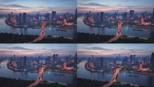 武汉长江大桥夜晚高清在线视频素材下载