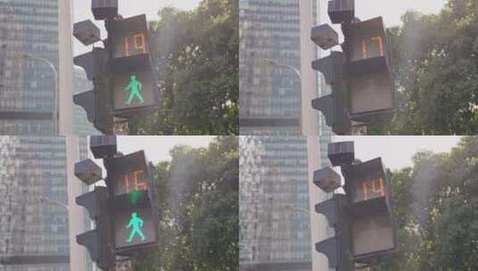 马路上跳动的红绿灯高清在线视频素材下载