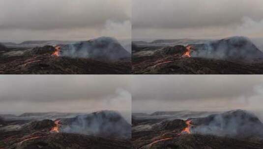 火山喷发出的岩浆高清在线视频素材下载