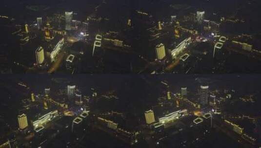 上海五角场夜景航拍车流高清在线视频素材下载