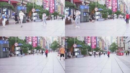繁华上海步行街空镜高清在线视频素材下载