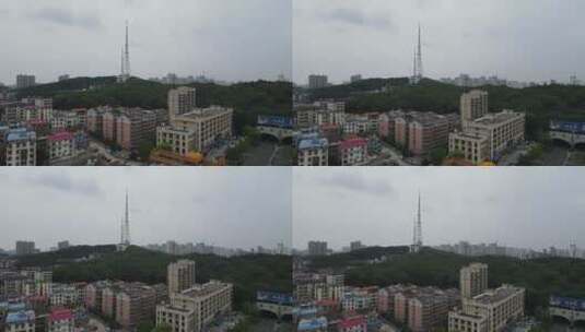 湖南岳阳电视塔地表建筑航拍高清在线视频素材下载