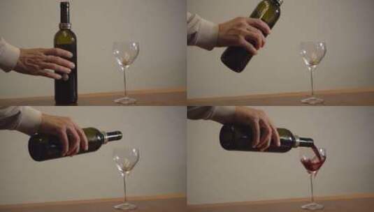将葡萄酒从酒瓶倒入酒杯高清在线视频素材下载