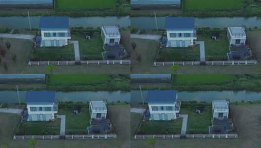 大草坪上的独栋房子高清在线视频素材下载