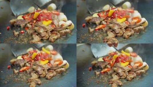 厨师煎肉烤肉视频素材高清在线视频素材下载