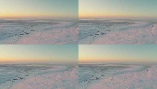 航拍的日出雪地景观 高清在线视频素材下载