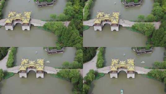 扬州瘦西湖五亭桥航拍4K视频高清在线视频素材下载