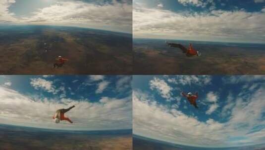 在空中旋转的跳伞运动员高清在线视频素材下载