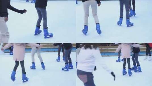 在冰面上穿着冰刀鞋滑冰的人 高清在线视频素材下载